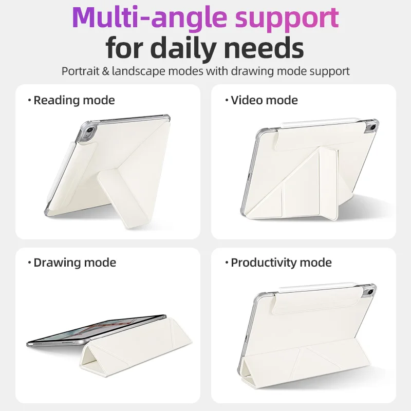 Clear Corner Case - Magnetic Buckle, Lens Guard, Scratch & Drop Resistant, Y-Fold, Auto Wake/Sleep