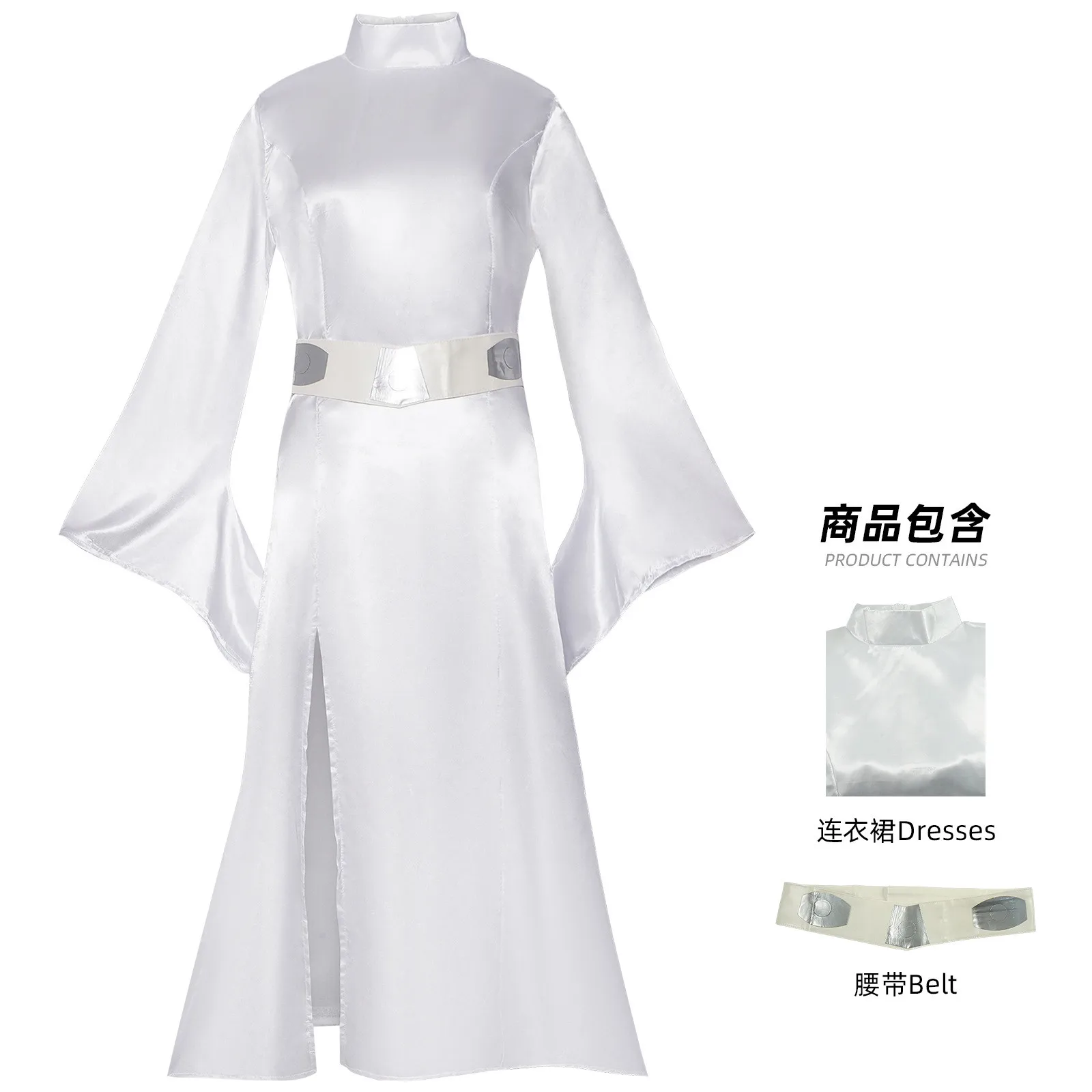 Movie Leia Cosplay Costume Dress Princess Leia Outfit Hooded Robe Halloween Carnival Party Suit For Adult Women Girls