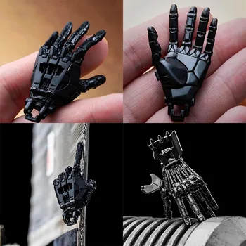 Nuova Mano Robotica Nera da 5 cm, da Collezione, Meccanica Bionica con Catena, Articolazioni Mobili delle Dita, Ciondolo Decorativo