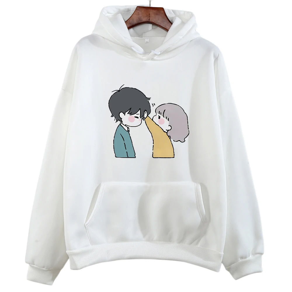

Honey Couple She Is Touching His Head Anime Hoodie WOMEN Cartoon Kawaii/Cute Manga Graphic Sweatshirt Personality Slight Strech