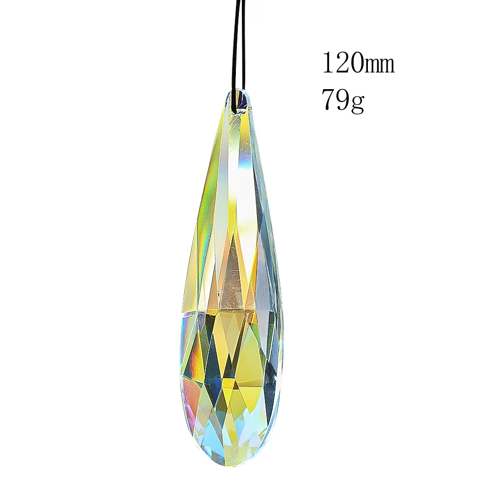 120mm Rainbow Crystal Suncatcher Hanging Prisms for Window Faceted Glass Teardrop Sunlight Chaser Catcher Pendant Garden Decor