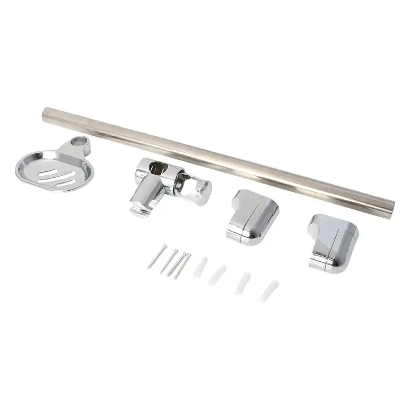Shower Rod Holder Practical Shower for Head Holding Rod with Soap Box Adjustable Stainless Steel Lifting Rod Bathroom Supplies