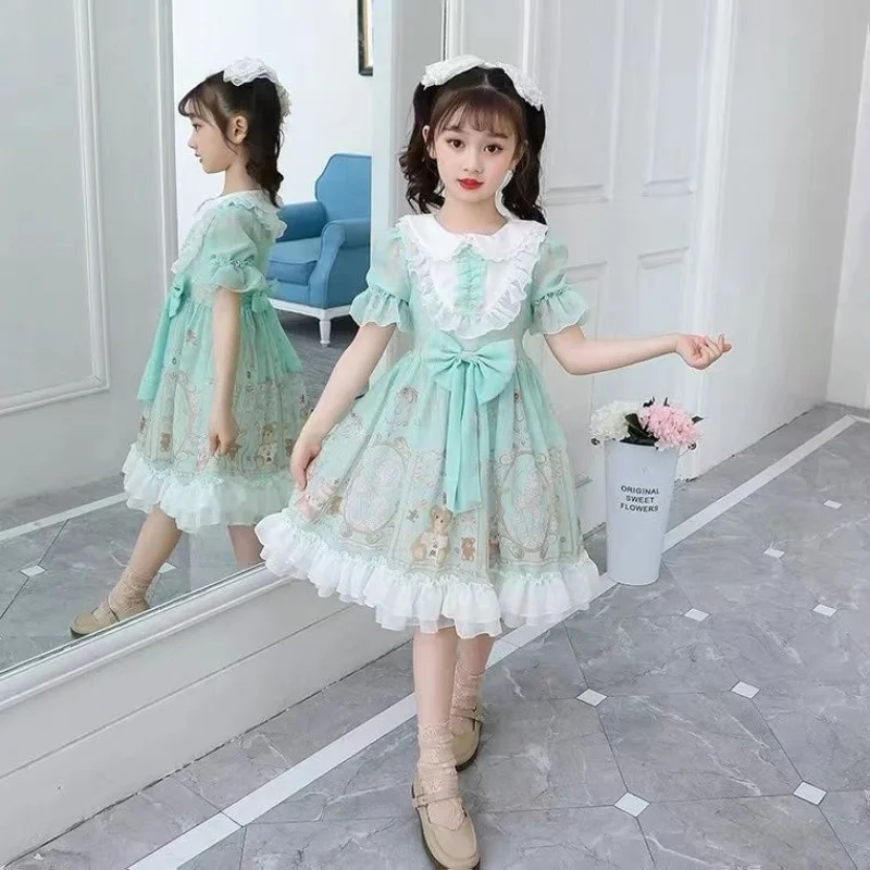 Girls Summer Dress Lolita Princess Dress Childrens Short Sleeve Dress Stylish And Airy Summer Season