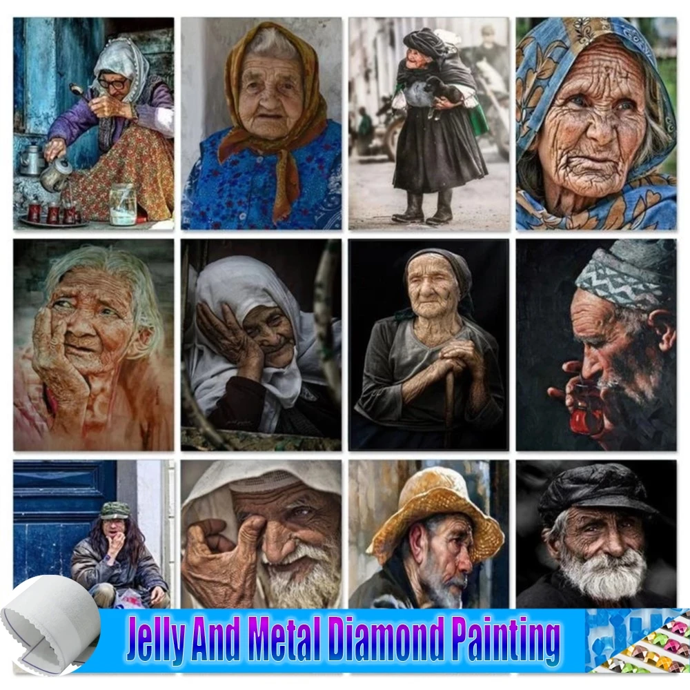 

DIY 5d Jelly And Metal Diamond Painting Old People Cross Stitch Kits Full Diamond Embroidery Mosaic Picture Crafts Handmade Gift