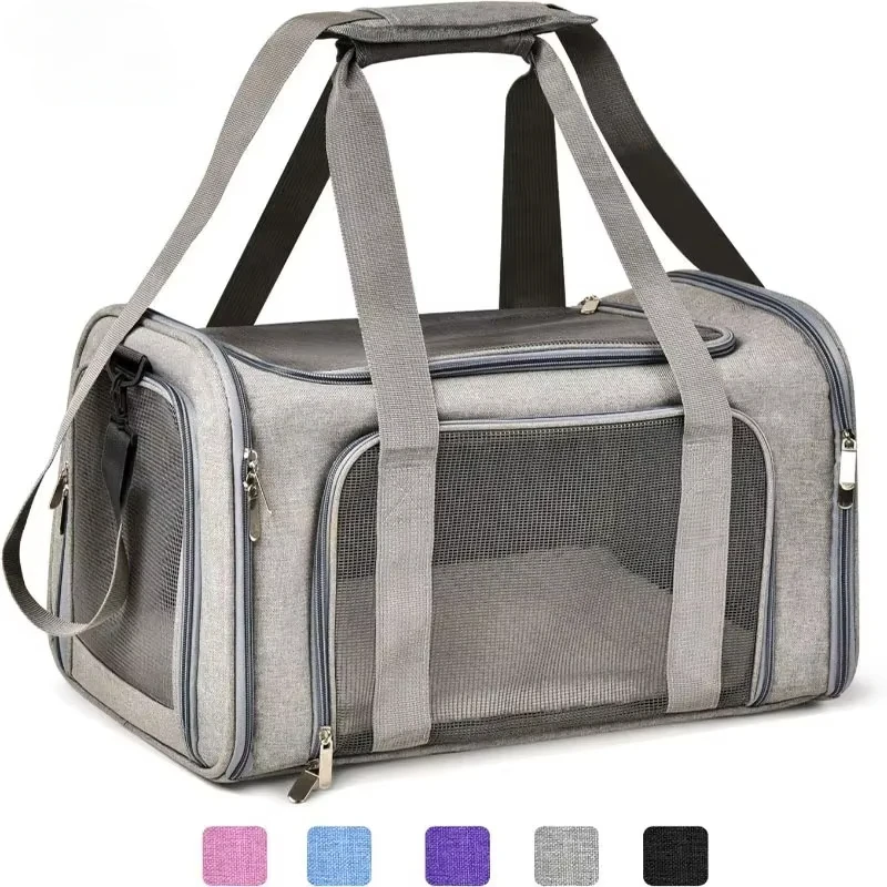 Large Capacity Cat Carrier Bag, Adjustable Strap, Pet Carrying Handbag, Collapsible Shoulder Bag for Outdoor Travel