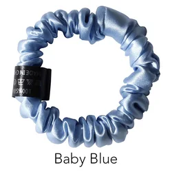 Luxurious Mulberry Silk Scrunchies - Soft Elastic Hair Ties (1.5cm Baby Blue)