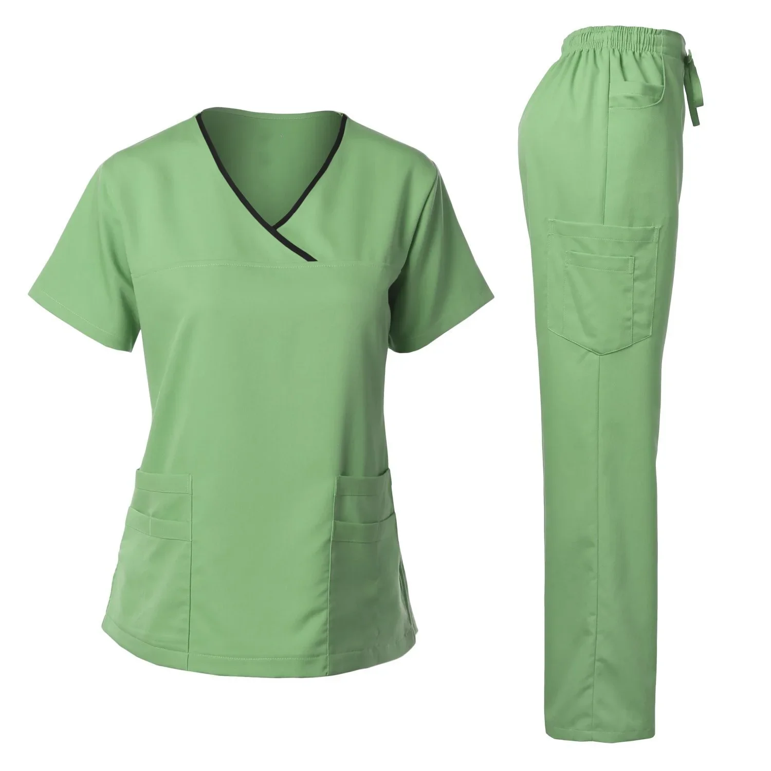 Trendy Women's Medical Scrub Set - High-Stretch Y-Neck Uniform 8