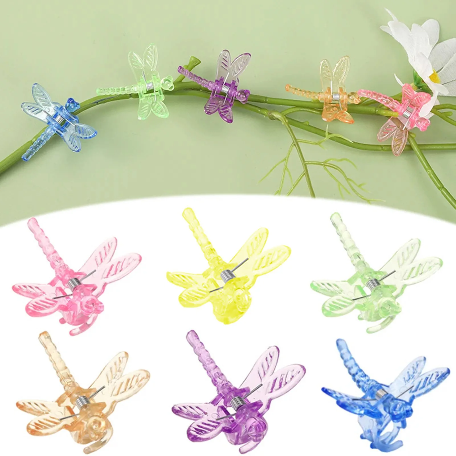 Orchid Clips Dragonfly Clamps Garden Plants Vine Climbing Fixed Support Colorful Plastic Ornamental Bonsai Decoration 100PCS plant clips,plastic plant clips