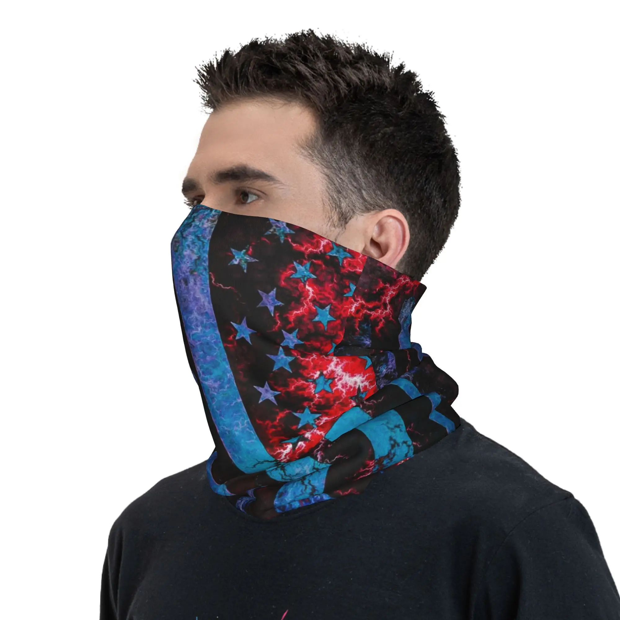 USA America Flag Bandana Neck Gaiter UV Protection Face Scarf Cover Men Women Headband Tube Balaclava