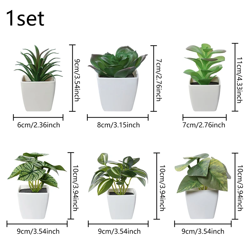 6PCS Artificial Evergreen Plant Bonsai, Suitable For Home, Restaurant, Office, Desktop, And Window Sill Decoration 3