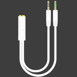Two - in - One AUX Audio Splitter Cable - Premium 3.5mm Male to Female Stereo Adapter for Headphones and Computers (WHITE)