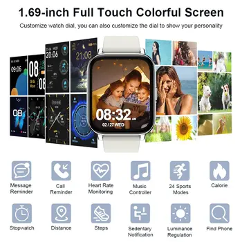 Jxrev Smart Watch, Fitness Tracker Watch for Men Women, 1.69'' Touch Smartwatch Fitness Watch with Ultra Thin Watch. 2