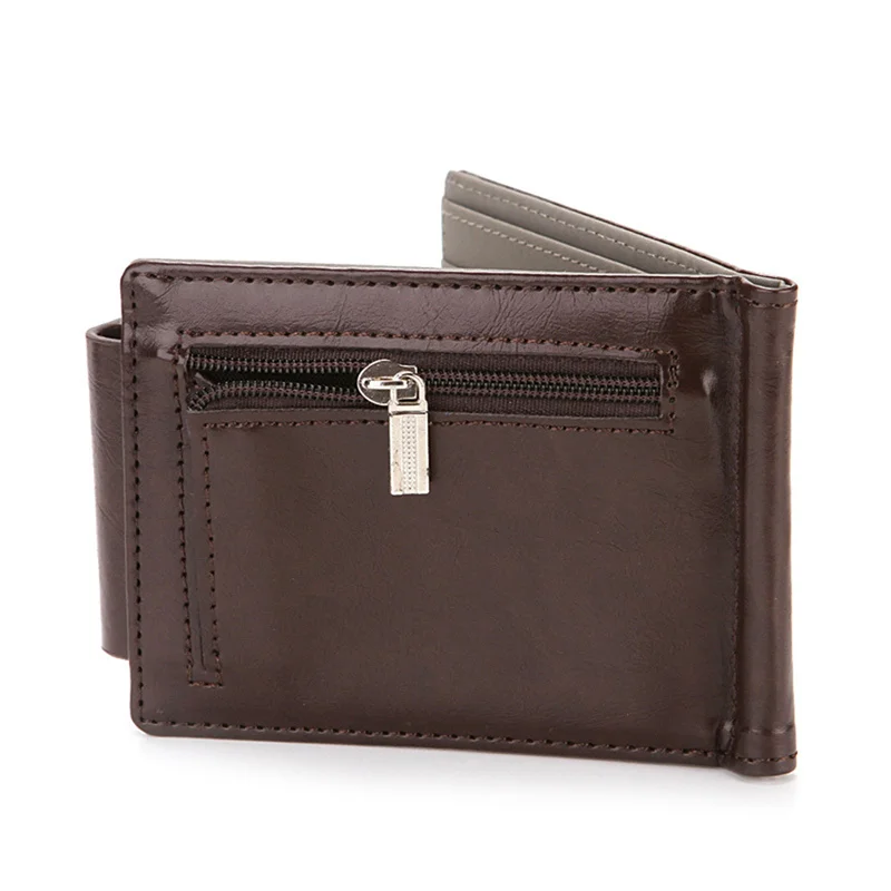 Men Dollar Clip Wallet Credit Card Holder PU Leather Small Zipper Coin Purse Money Clip credit card holder,metal money clip,leather coin purse