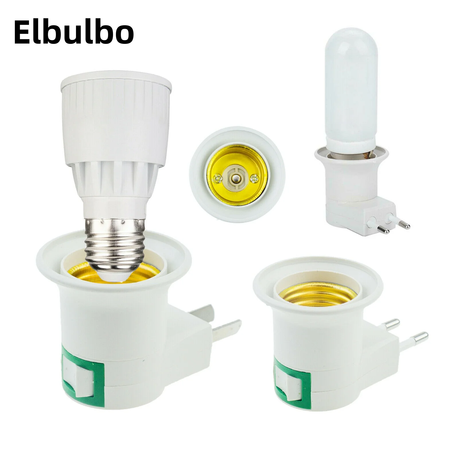 Elbulbo E27 LED Socket With Switch Socket, EU, US, Plug Socket Energy-Saving LEDdesk Lamp, Switch, Portable LED Base Lamp Holder