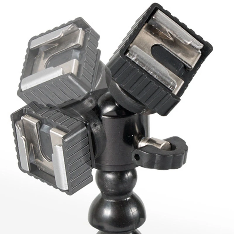 Flexible Dual Arm Hot Shoe Flash Bracket Mount Holder for Canon Nikon Pentax Macro Shot Camera Accessories