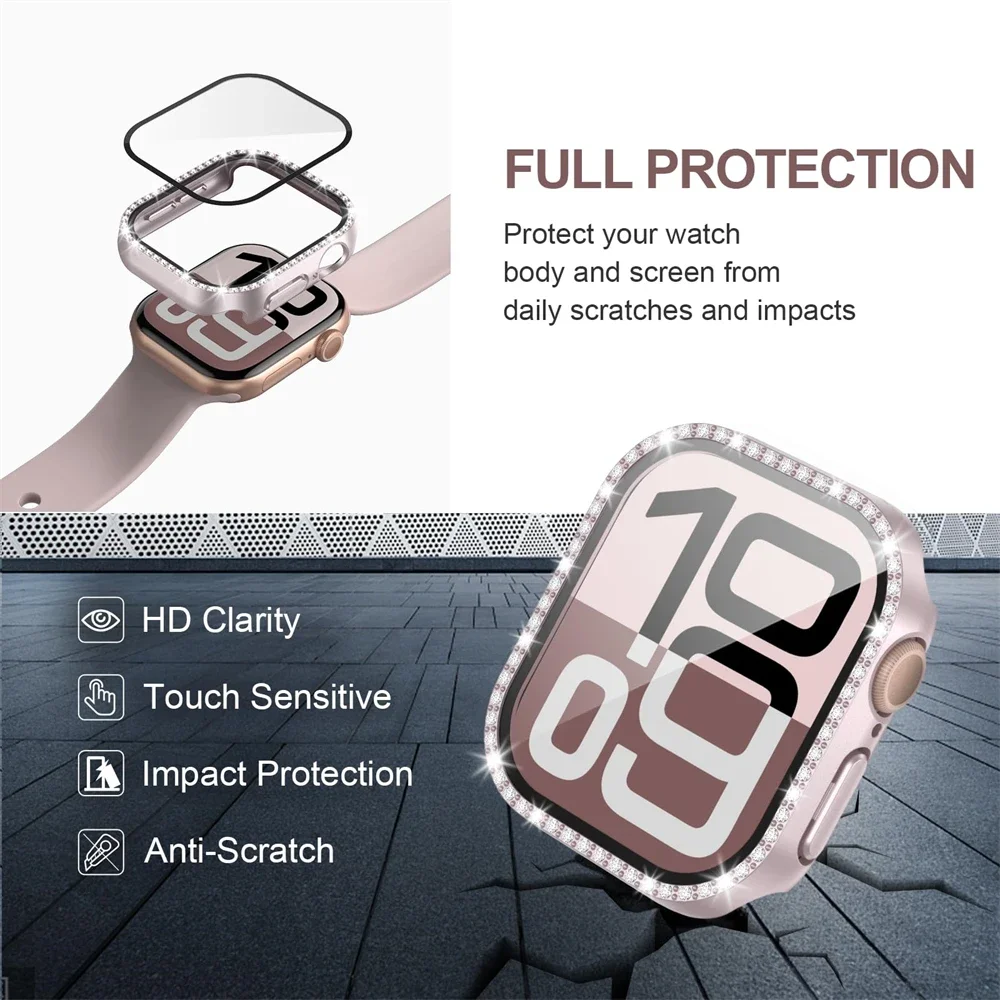 Luxurious Bling Bumper Screen Protector with Diamond Case & Glass