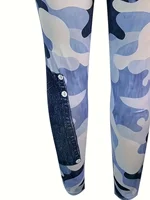 Plus Size Women's Leggings Artificial Slim Fit Printed Denim High Waisted Camouflage Pants Fitness  Pants - Image 4