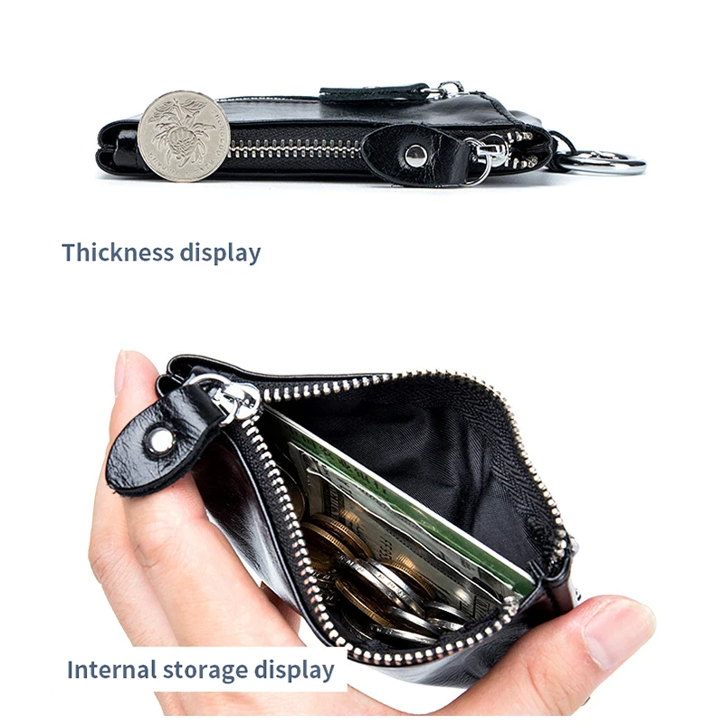 Multi-function Leather Key Wallets Unisex Coin Bag Zipper Protection Keys Holder Storage Leather Texture Pouch Practical Solid