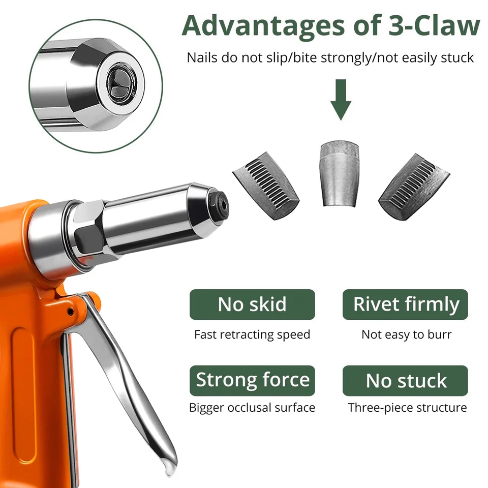 Pneumatic Riveting Air Rivnut Gun, Nut Rivet Tool Kit Gun Pull Nut Automatic Self-locking Air Riveter Nut Gun Tool Rivet Nut Tool For Metal Plate Pipe (M6/M8 KP-739A - View #2