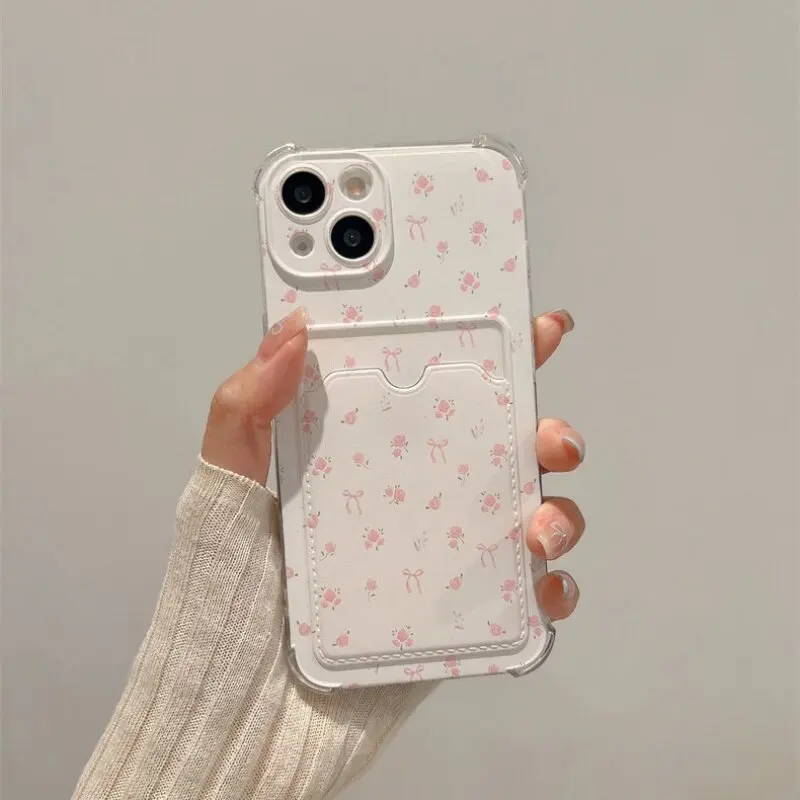 Flower Design Card Holder Phone Case