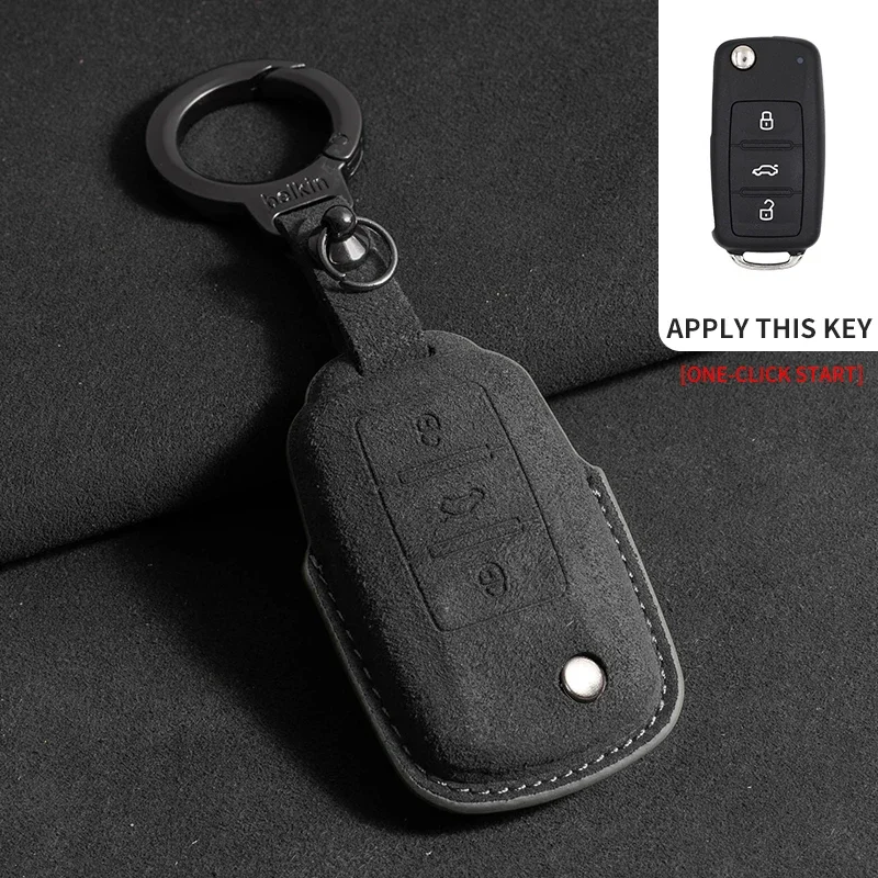 

Suede Leather car key case For Volkswagen VW Polo Golf Passat Tiguan Beetle Caddy T5 Up Eos Skoda Octavia Seat Leon Altea