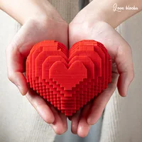 Creative MOC Building Brick Red Love Heart Model Micro Diamond Block Assemble Nanobricks Educational Toys For Girls Gifts 4