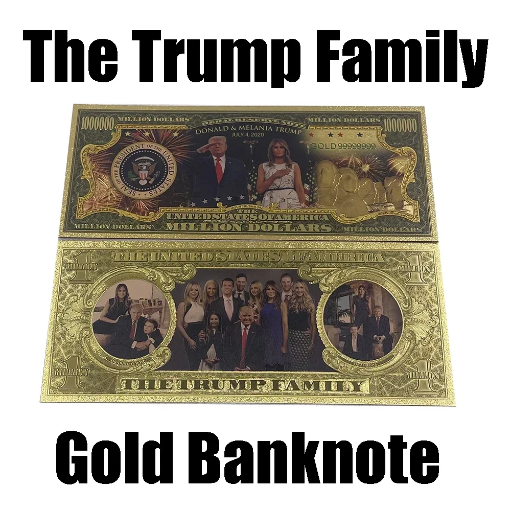 Commercio All'Ingrosso 2024 Trump Family Banconota Placcata In Oro Donald & Melania Trump Un Milione Di Dollari Per La Raccolta Del Biglietto Trump