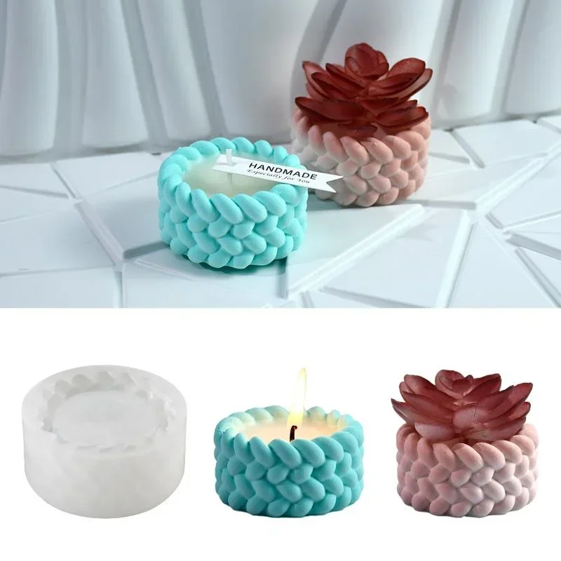 Creative DIY Dropper Mold Hemp Rope Candle Holder Silicone Mold Candle Cup Gypsum Aromatherapy Storage Mold Home Handmade Molds