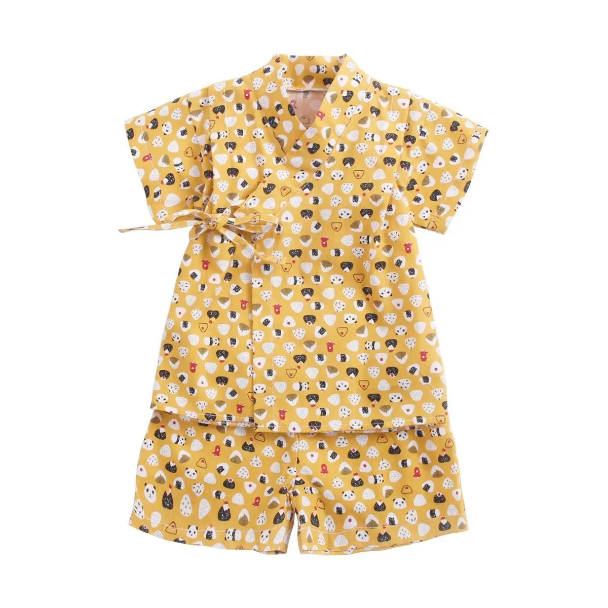 Children's Cotton Japanese Kimono Yukata Baby Cute Print Comfortable Sleepwear Home Kids Short-Sleeved 2-Piece Set LC967