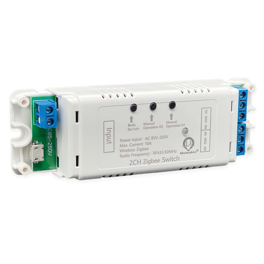 Zigbee 2 Channel 80-250V ZigBee Smart Relay Switch, Self Lock and