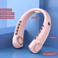 Mute USB Hanging Neck Fan LED Digital Display 5 Speeds Rechargeable Bladeless Electric Fan for Home School Office 2