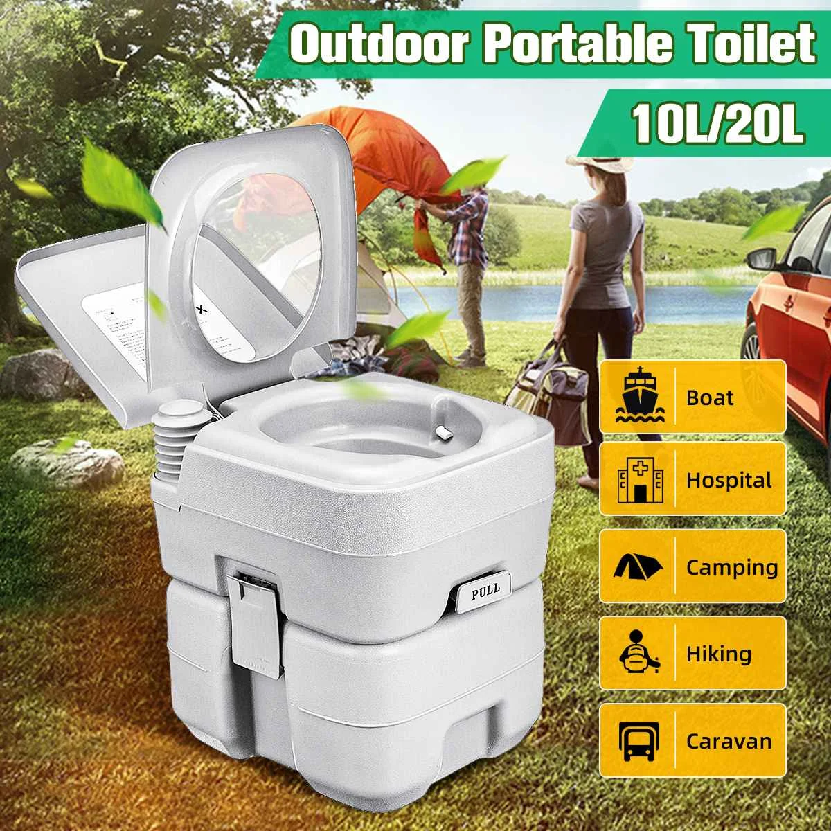 

Outdoor 10L/20L Portable Camping Toilet Flush Mobile RV Caravan Motorhome Boat Outdoor Squatting Elderly Stool/Pregnant Movable