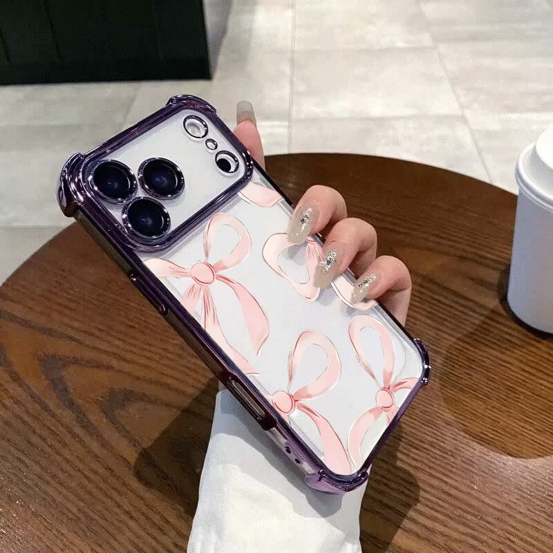 Elegant Romantic Bow Clear Shockproof Phone Case