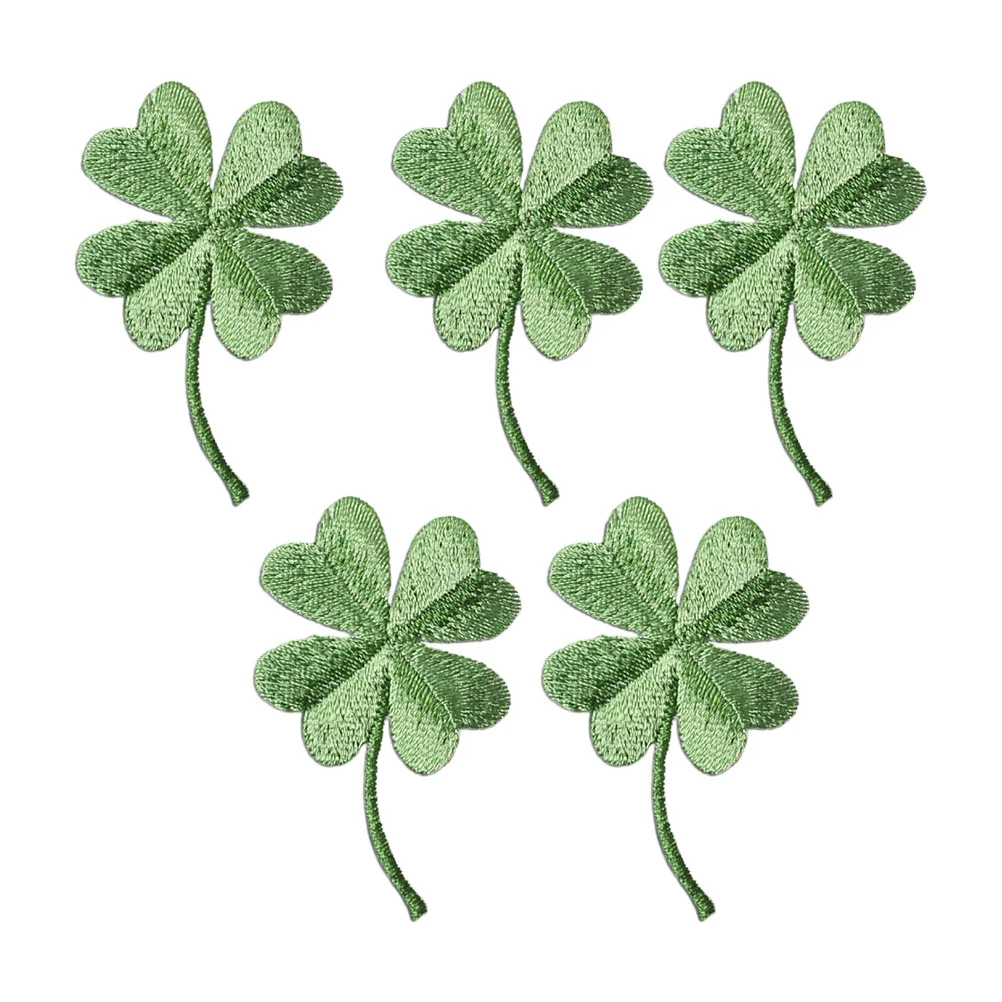 

Plants Decor Embroidered Patches Four Leaf Sew On Patches Decorative Lucky Irish Shamrock Emblem Iron On Appliques Diy