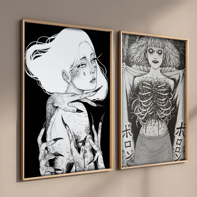 Horror Anime Junji Ito Good Quality Prints and Posters Vintage Room Home  Bar Cafe Decor Aesthetic Art Wall Painting - AliExpress