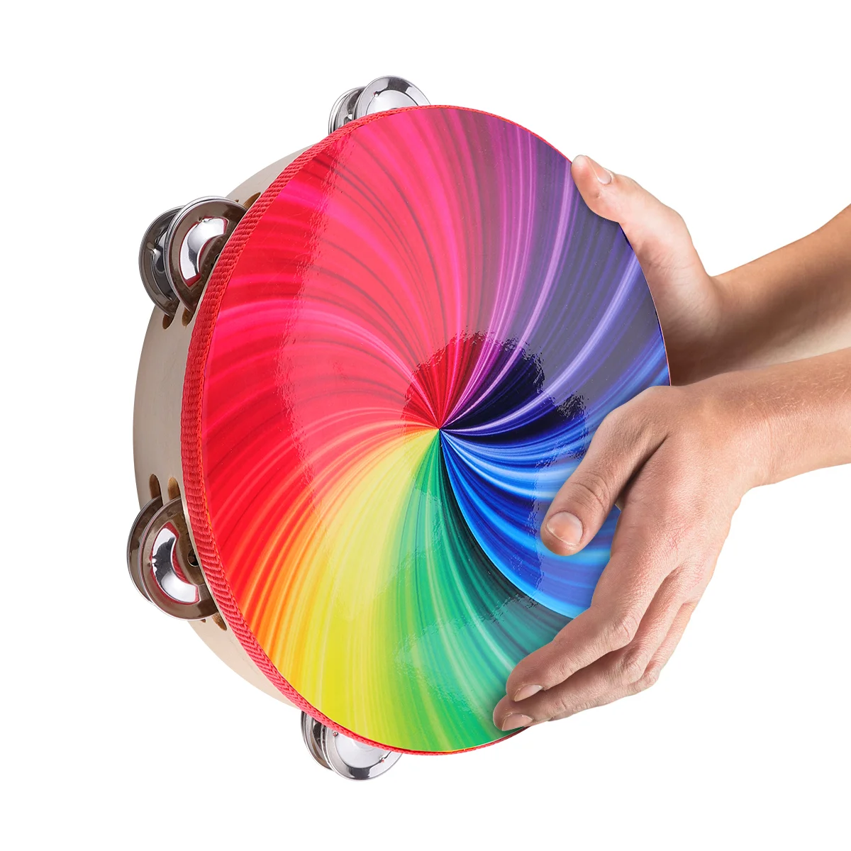 8 Inch Double Row Drum Child Hand Drums for Adults Tambourine Wooden Tambourines