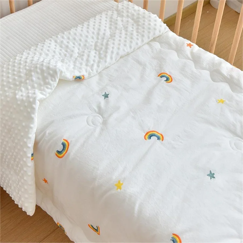 Dropshipping Baby Unisex Baby Plush Mink Blanket Winter Newborn Thermal Soft Fleece Swaddle Wrap Bedding Set Cotton Quilt