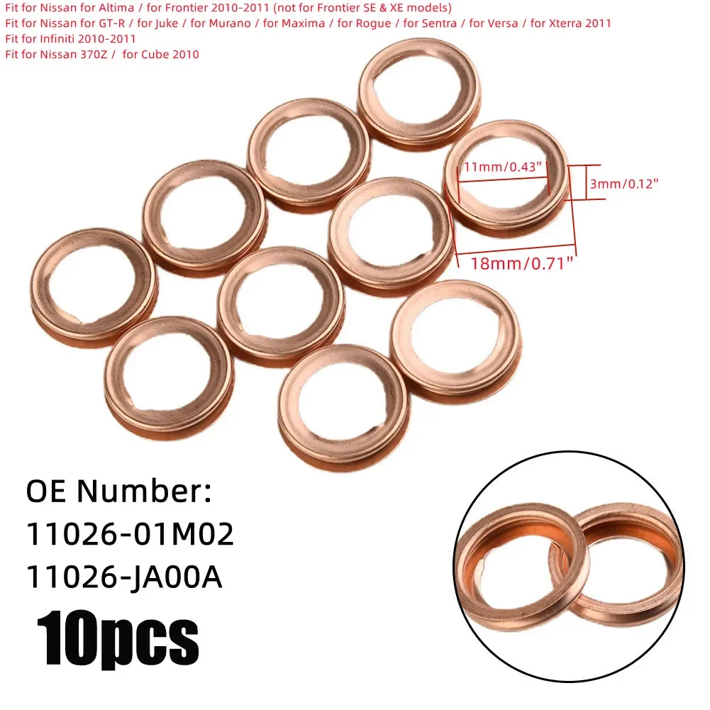 Oil Drain Plugs 10PCS 11026-JA00A Car Metal Oil Drain Plug Crush Washer Gasket 11026-01M02 For Nissan 370Z / Cube 2010 For Infiniti 2010-2011