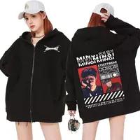 Limited Korean Band Mingi Ateez Graphic Zip Up Hoodies Men Fashion Hip Hop Vintage Jacket Sweatshirt Casual Fleece Zipper Hoodie 1