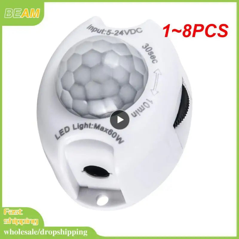 

1~8PCS Motion Sensor DC 5V 12V Light Switch Movement Detector Activated Timer Automatic PIR Motion Sensor LED Strip Light Sensor