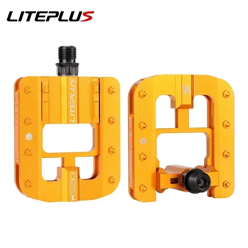 LITEPLUS Foldable Aluminum Bicycle Pedals - Purple Platform Pedals