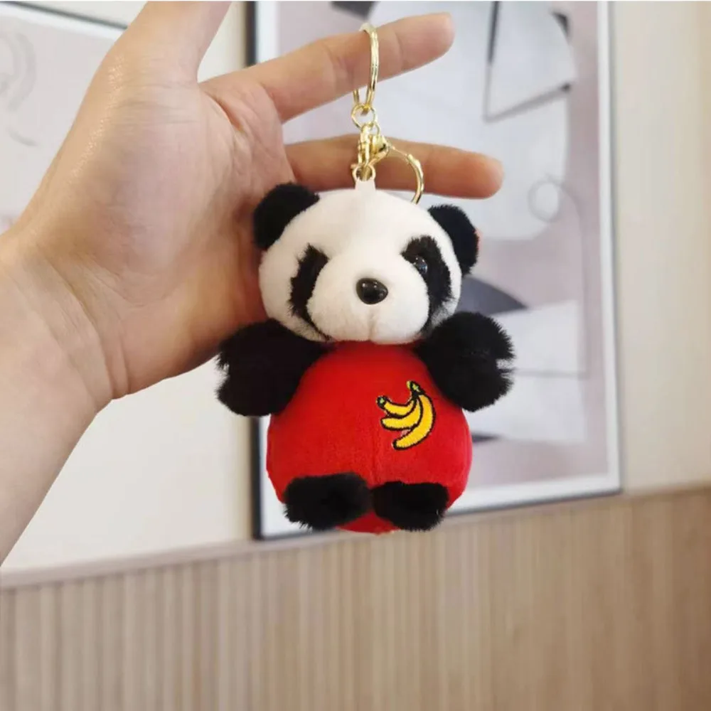 Gift Cute Tourist Souvenirs Short Pile Panda Key Ring Backpack Bag Key Chain Car Pendant Chinese Style Trinkets