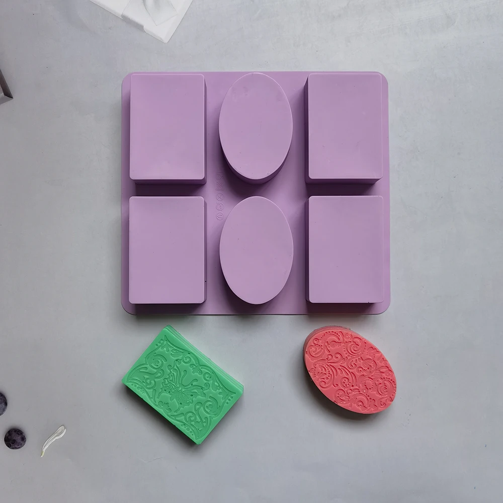 Oval and Square Flower Carving Soap Making Mould Silicone Handmad Soap Mold Supplies Diy Gypsum Crafts MoonCake Tools
