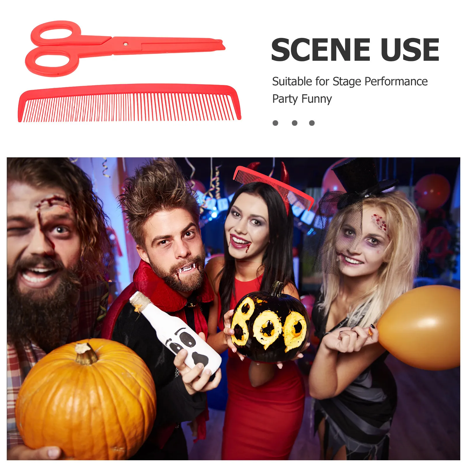 1세트 대형 광대 빗과 거대 가위 소품 세트, 화려한 색상, 서커스 카니발 코스프레 무대 공연 파티 장