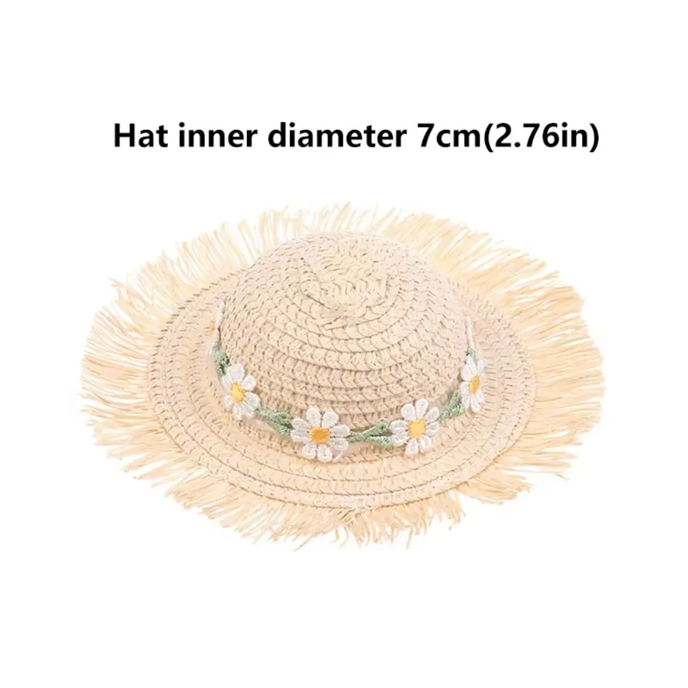 Daisy Doll Straw Hat Handmade Design Miniature Size Dollhouse Hat Sun Protection DIY Doll House Miniature Doll Accessories