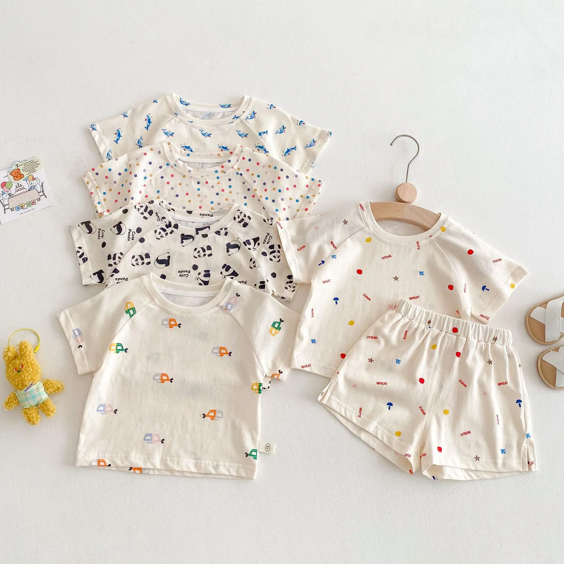 Cotton Cartoon Printed Kids T Shirt and Shorts Set