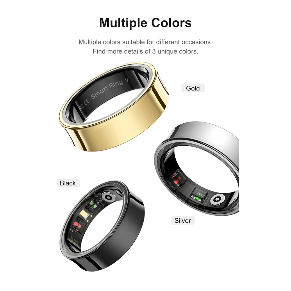 R09 Smart Ring for Xiaomi 5ATM Waterproof Body Temperature Heart Rate Blood Oxygen Monitor Fitness Ring with Charging Case