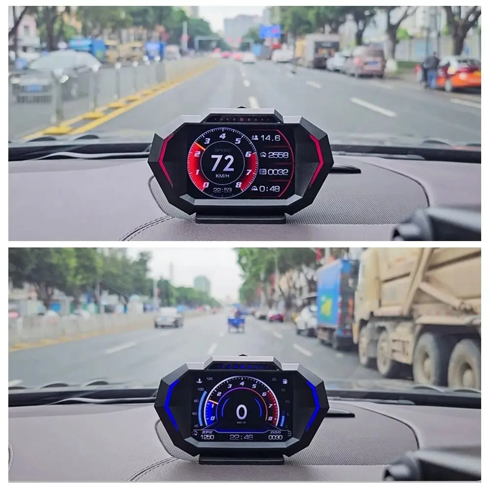 HUD 자동차 헤드 업 디스플레이 휴대용 플라스틱 디지털 속도계 범용 플러그 앤 플레이 GPS 디지털 속도계 타코미터