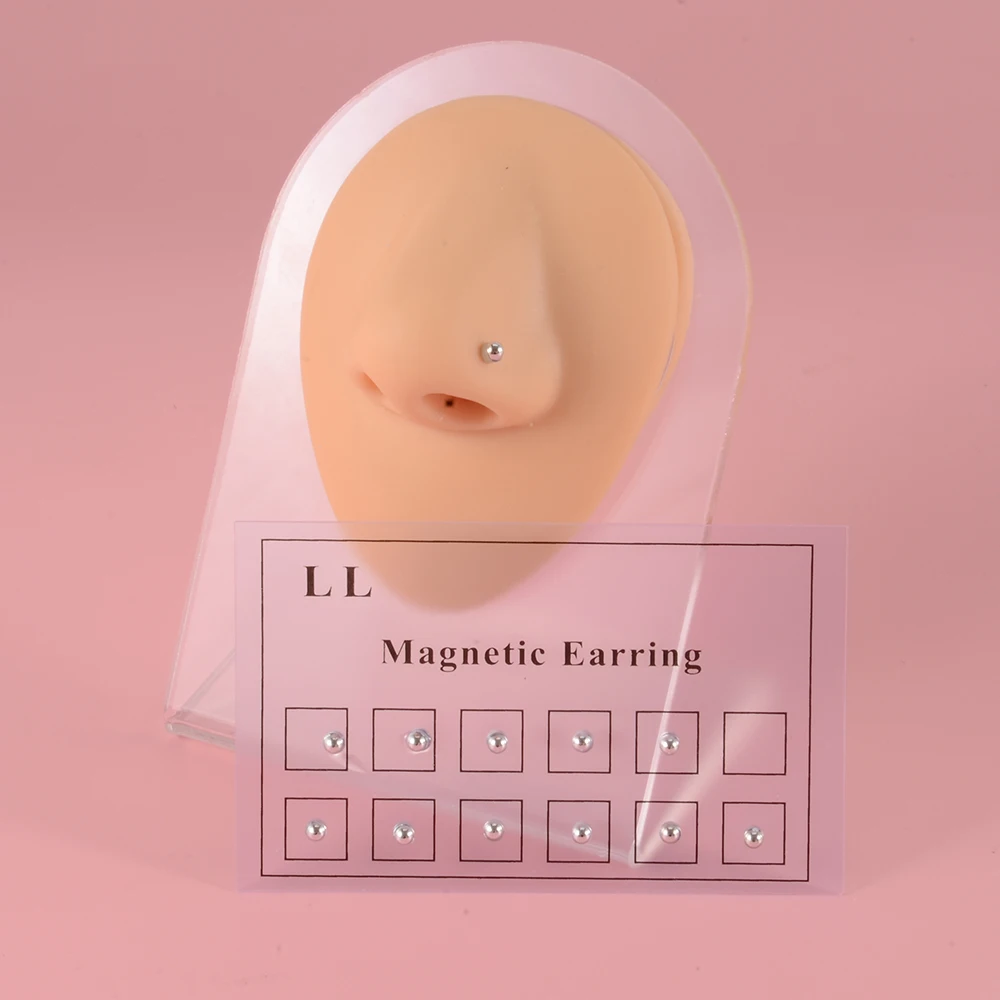 12pcs/Card Fake Cheater Non Pierced Magnet Earring Piercings Magnet Ear Tragus Cartilage Lip Labret Stud piercing nariz piercing