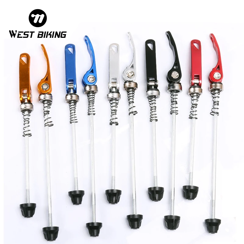 Bicycle Quick Release Skewer WEST BIKING 1Pair MTB Road Bike Front Rear Set Aluminum Chromium Alloy High Strength Bike Hub Skewers Quick Release Seat Binder